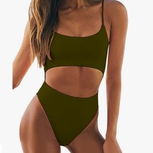 Meyeeka Scoop Neck Cut Out Front One Piece